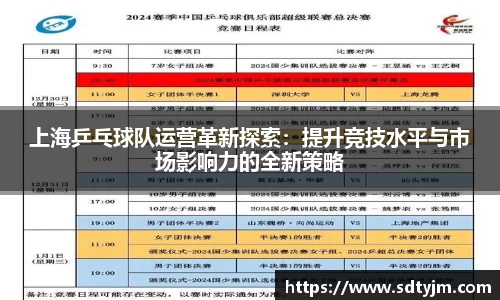 上海乒乓球队运营革新探索：提升竞技水平与市场影响力的全新策略